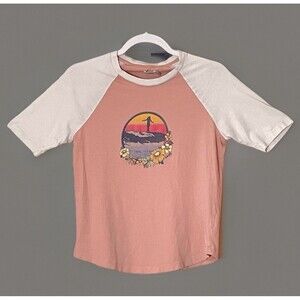 Faherty Baby Tee S Peach Raglan Fitted Beach Coastal Y2K  Surf Graphic
